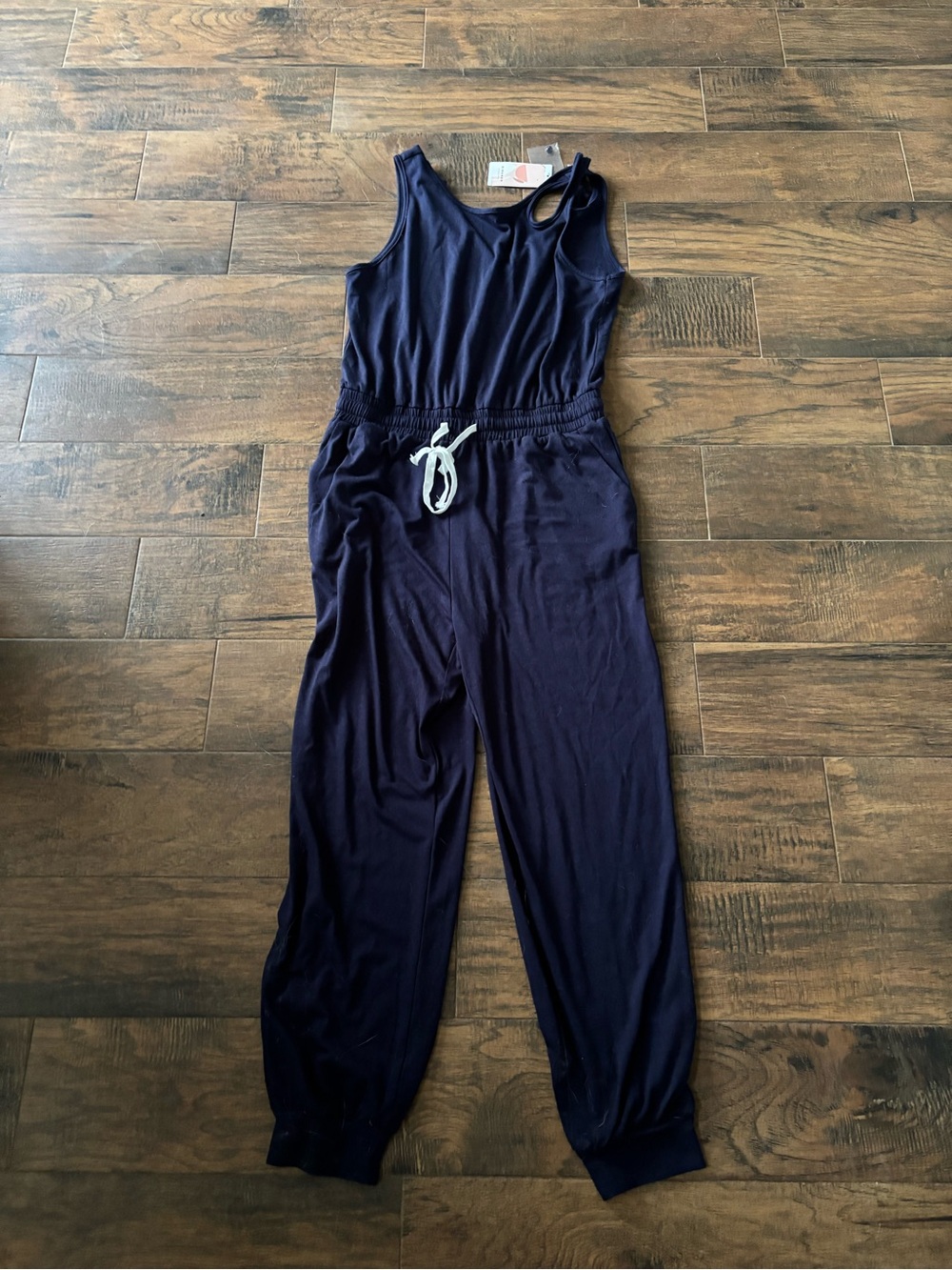 Sleeveless Navy Drawstring Jumpsuit